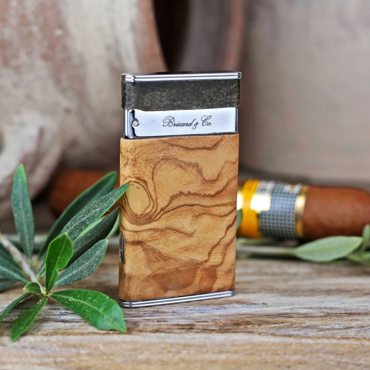 The "Sottile" Lighter - Antique Olive Leather and Olive Wood