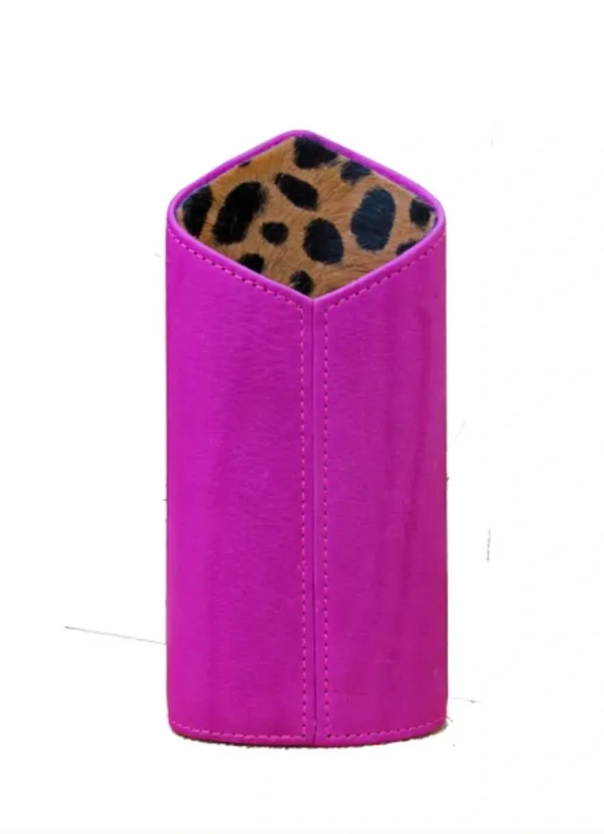 The Luxury Eyewear Stand - Fuschia Leather and Animal Print