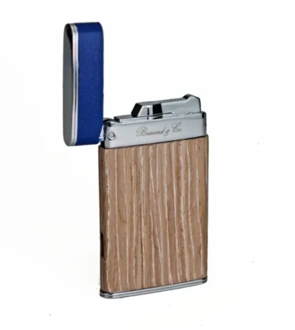 The "Sottile" Lighter - Bleached Oak Wood and Blue Leather