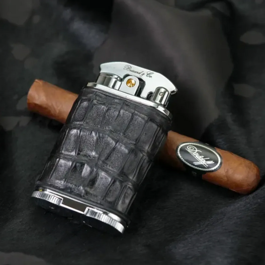 Gatsby Lighter - Genuine Black Caiman Alligator