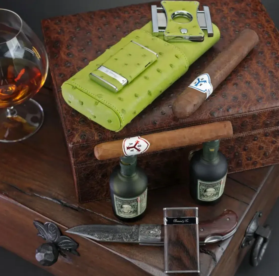 The "Sottile" Lighter - Matcha Ostrich