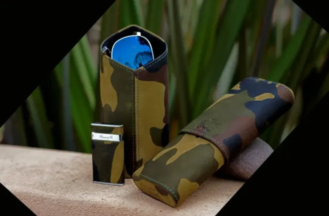 The Luxury Eyewear Stand - Camouflage Leather