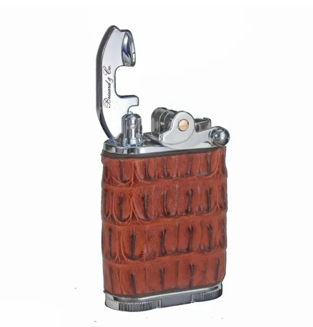 Gatsby Lighter - Genuine Cognac Caiman Alligator