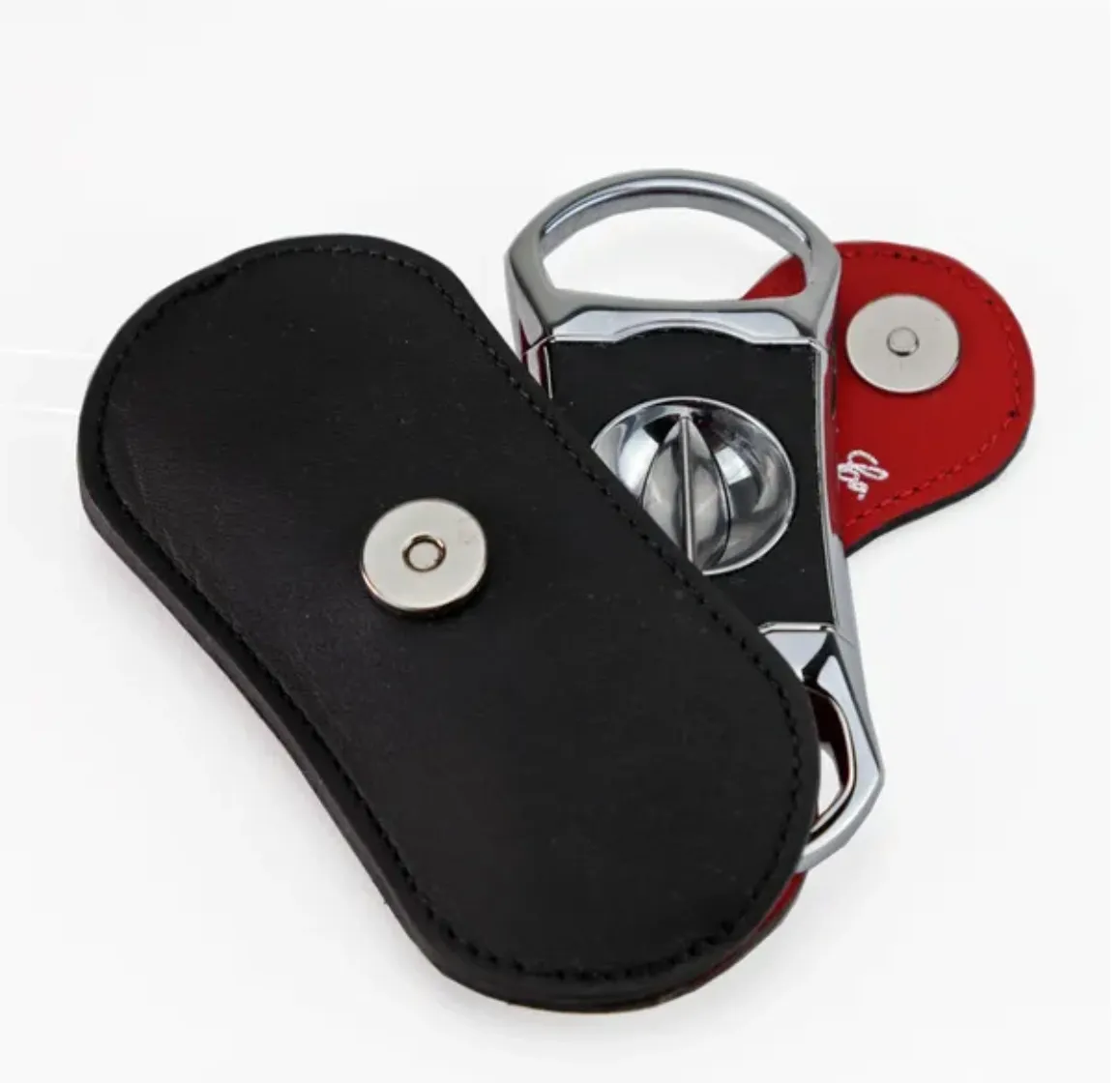 The "V" Cutter - Black and Red Leather