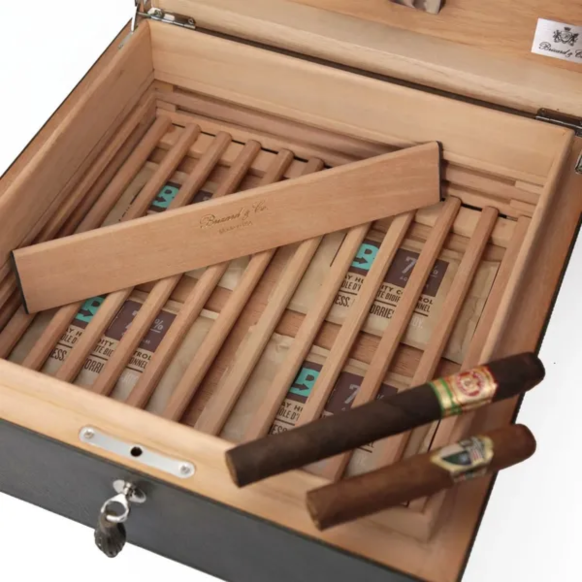 The "Checkers" Cigar Humidor - Ebony and Olive Wood with Leather (90/100 Count)