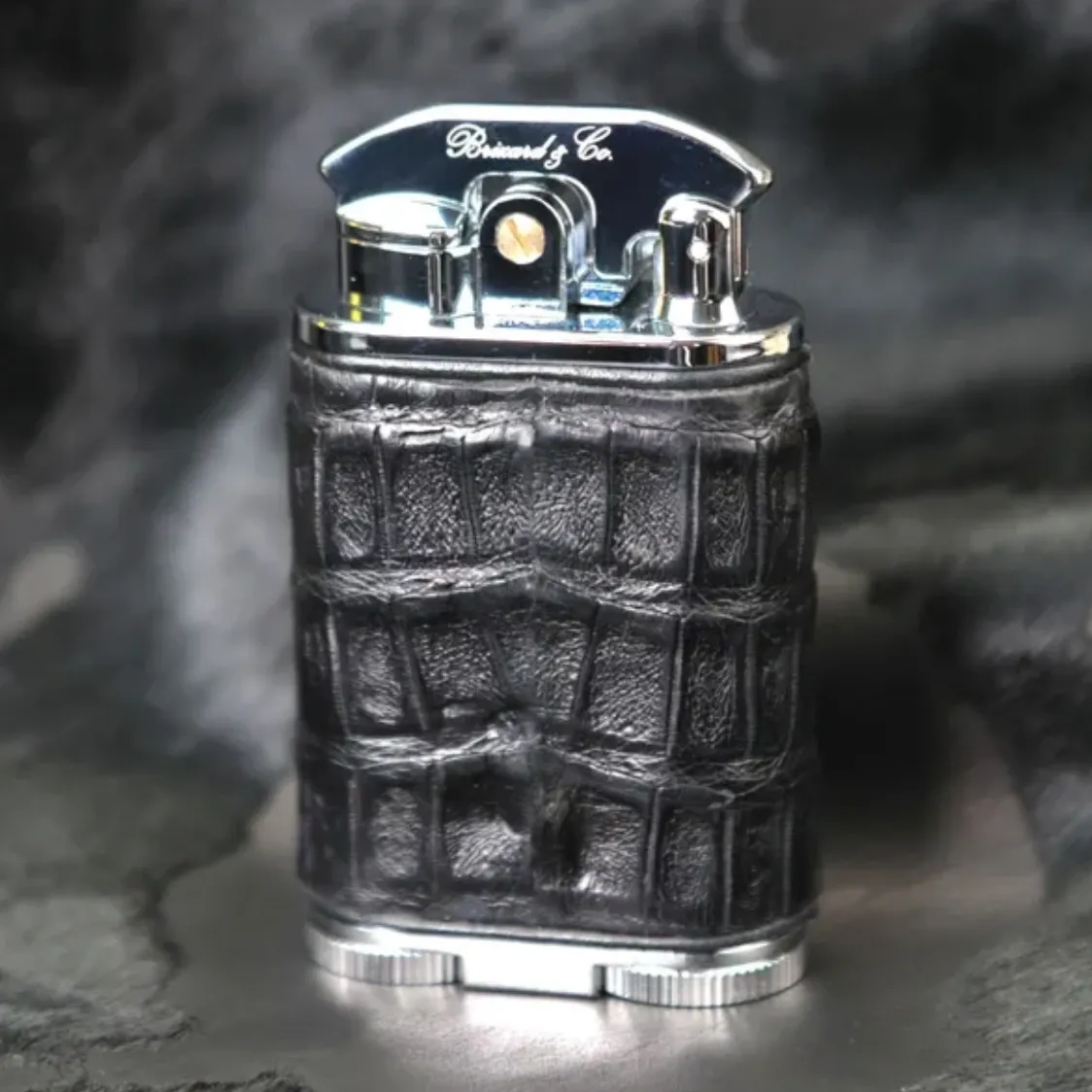 Gatsby Lighter - Genuine Black Caiman Alligator
