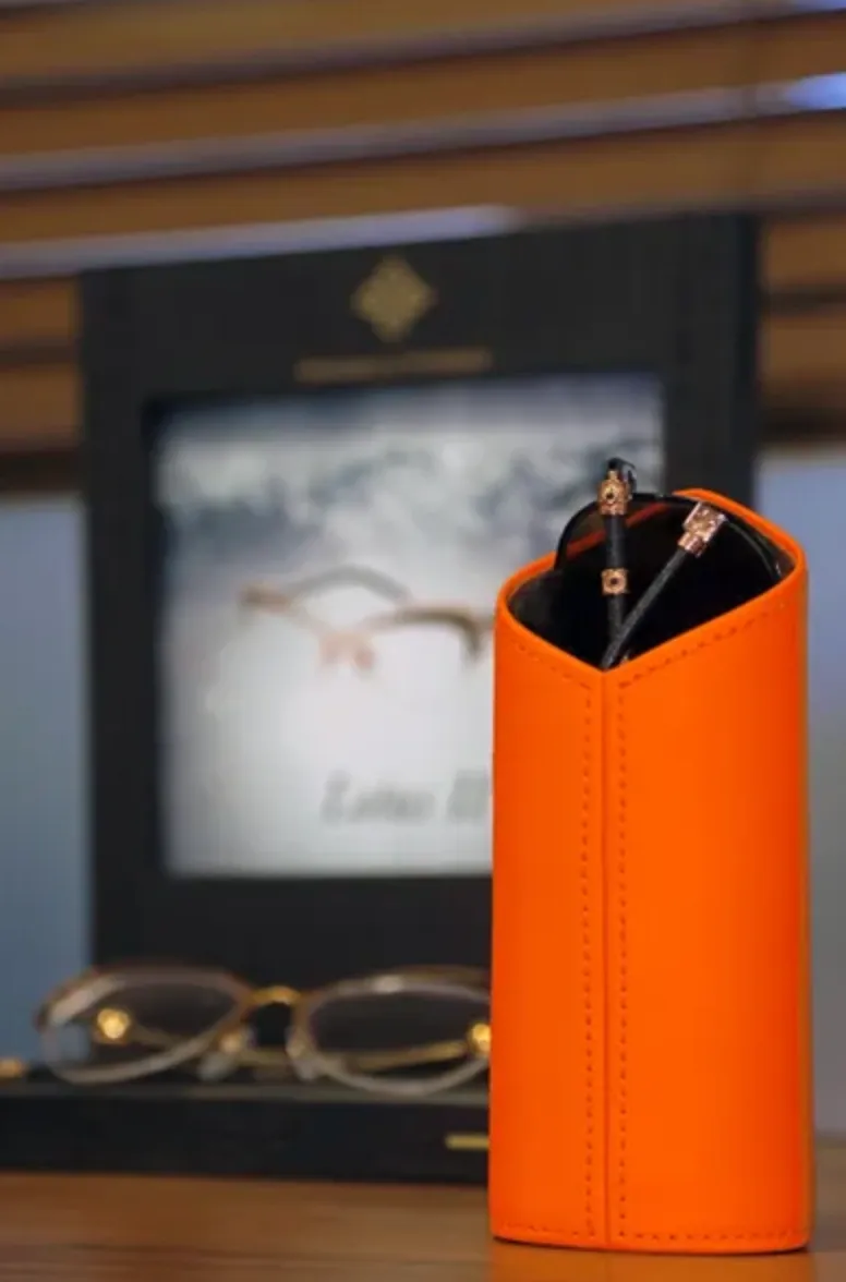The Luxury Eyewear Stand - Orange Leather