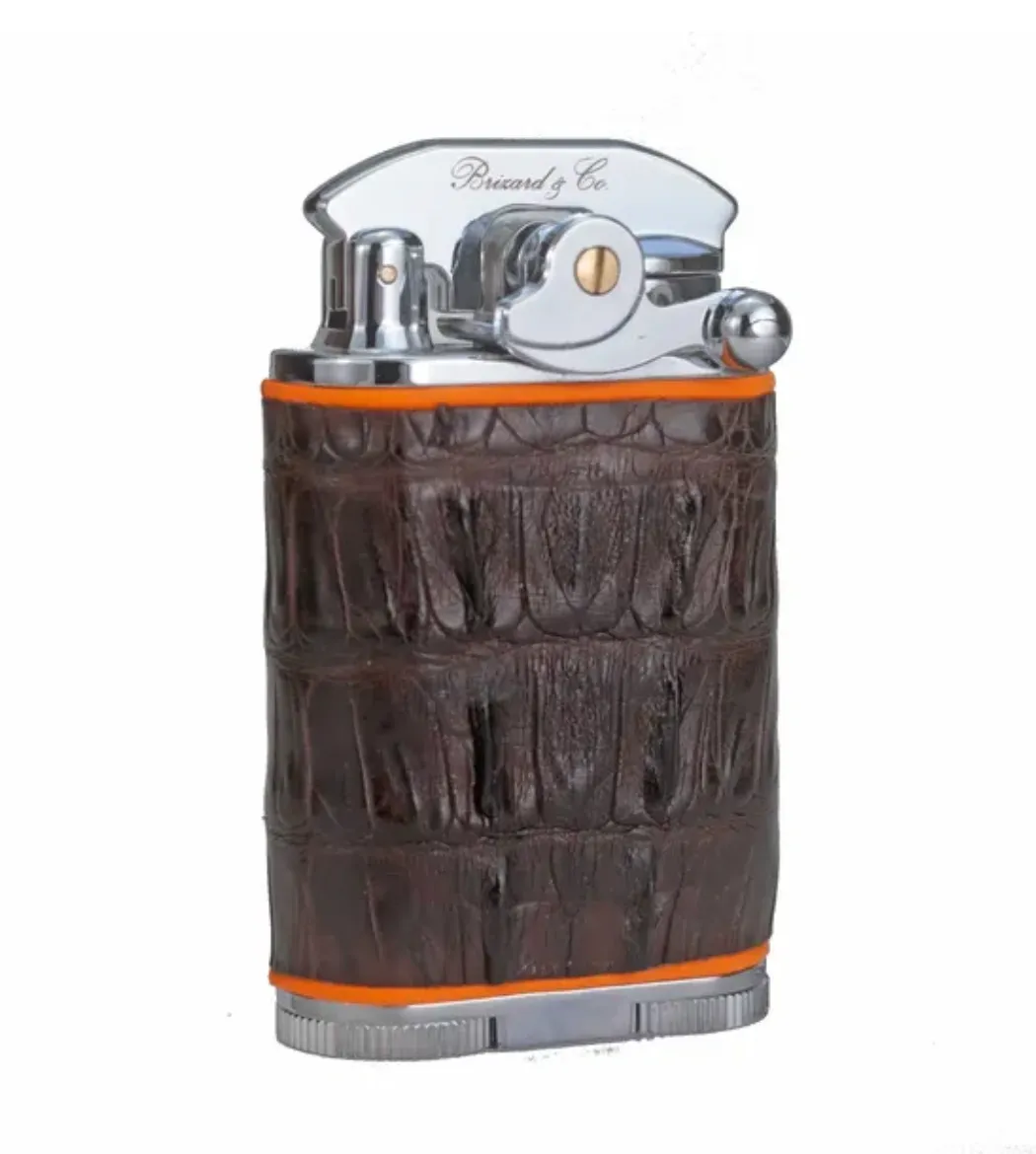 Gatsby Lighter - Genuine Tobacco Caiman Alligator and Orange