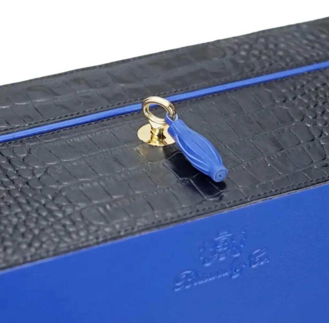 The "Airflow" Cigar Humidor - Black Alligator and Blue (60/70 Count)