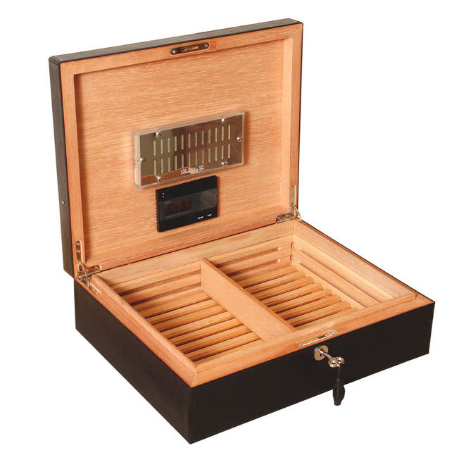 The "Airflow" Cigar Humidor - Black Leather and Bubinga (60/70 Count)