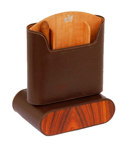 The "Show Band" Travel Humidor - Coffee Leather and Rosewood