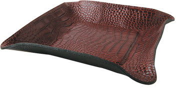 The "Valet" Leather Tray - Croco Pattern Tobacco