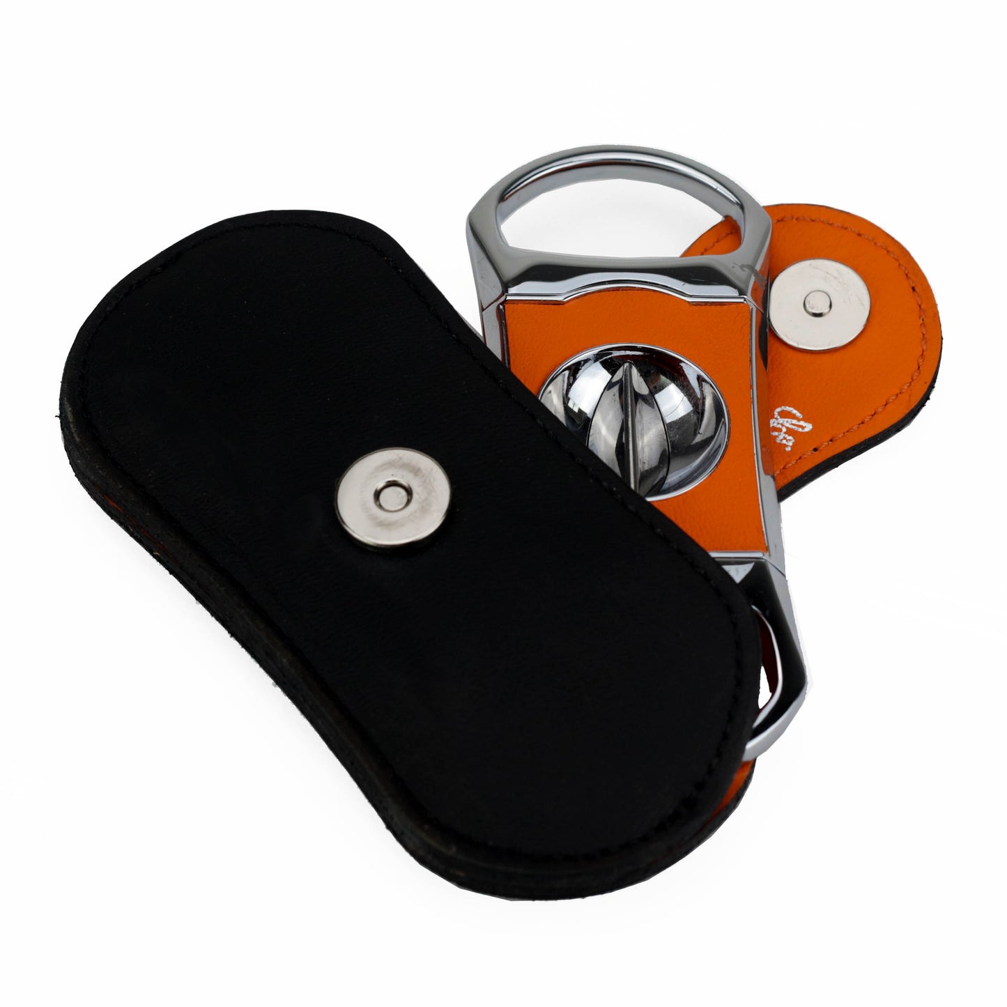 The "V" Cutter - Orange and Black Leather