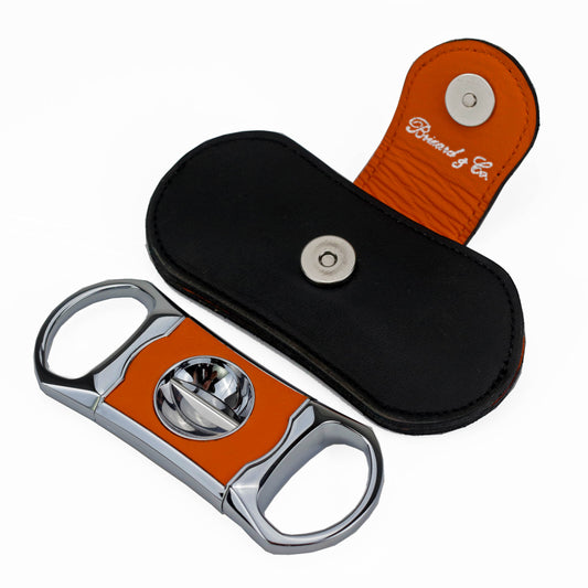 The "V" Cutter - Orange and Black Leather