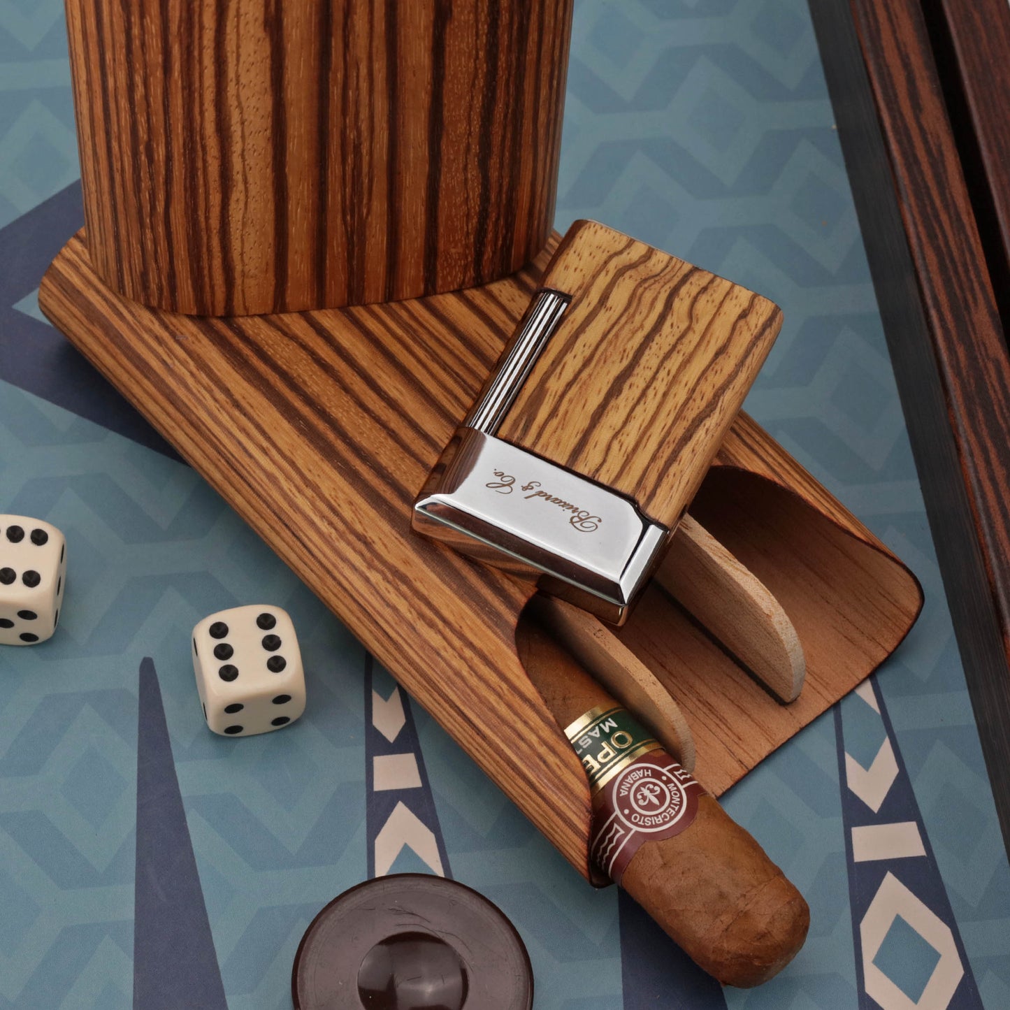 The "Eternel" Double Soft Flame Lighter - Zebrawood