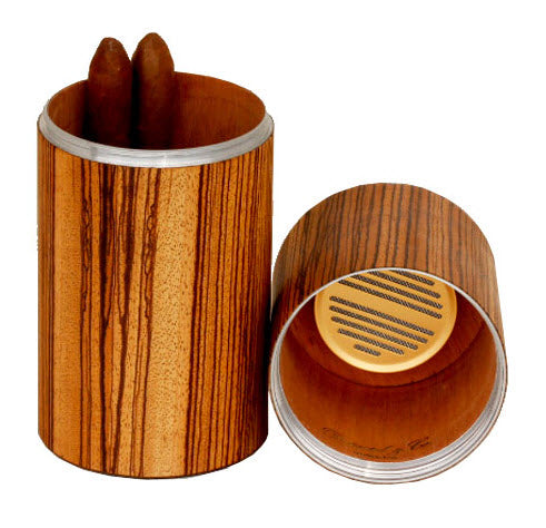The Cylindrical Desk Humidor - Zebrawood