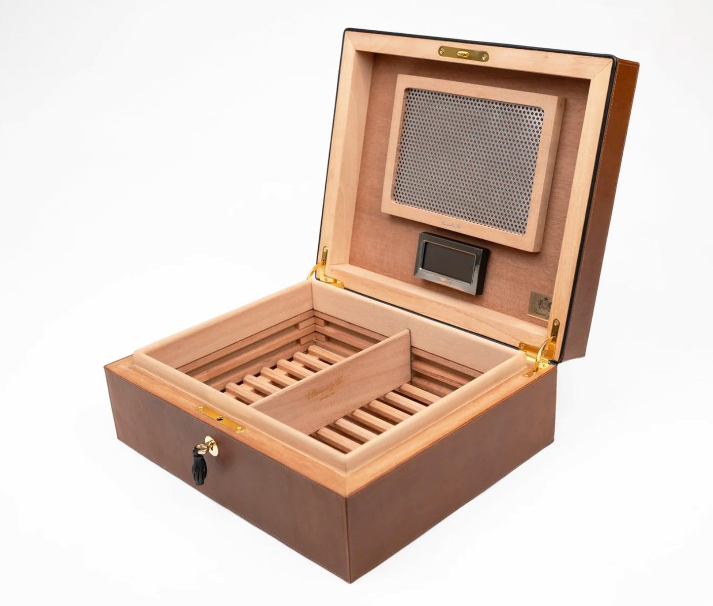 The "Airflow" Cigar Humidor - Whisky and Black Leather (60/70 Count)