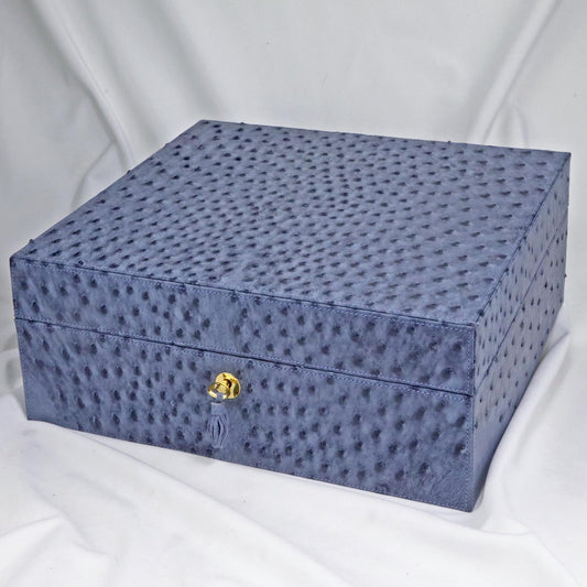 The "Airflow" Cigar Humidor - "American Blue Jeans" Ostrich (60/70 Count)