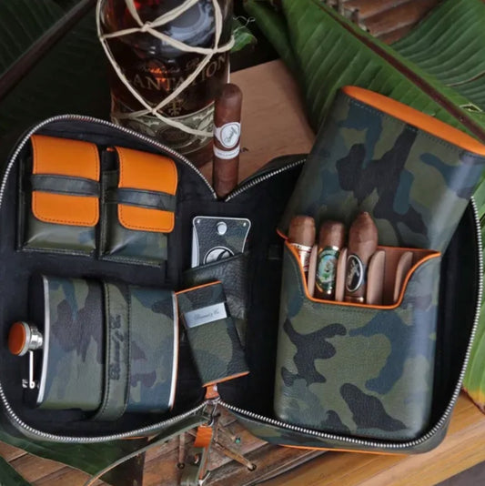 Havana Traveler - Camouflage and Orange Leather