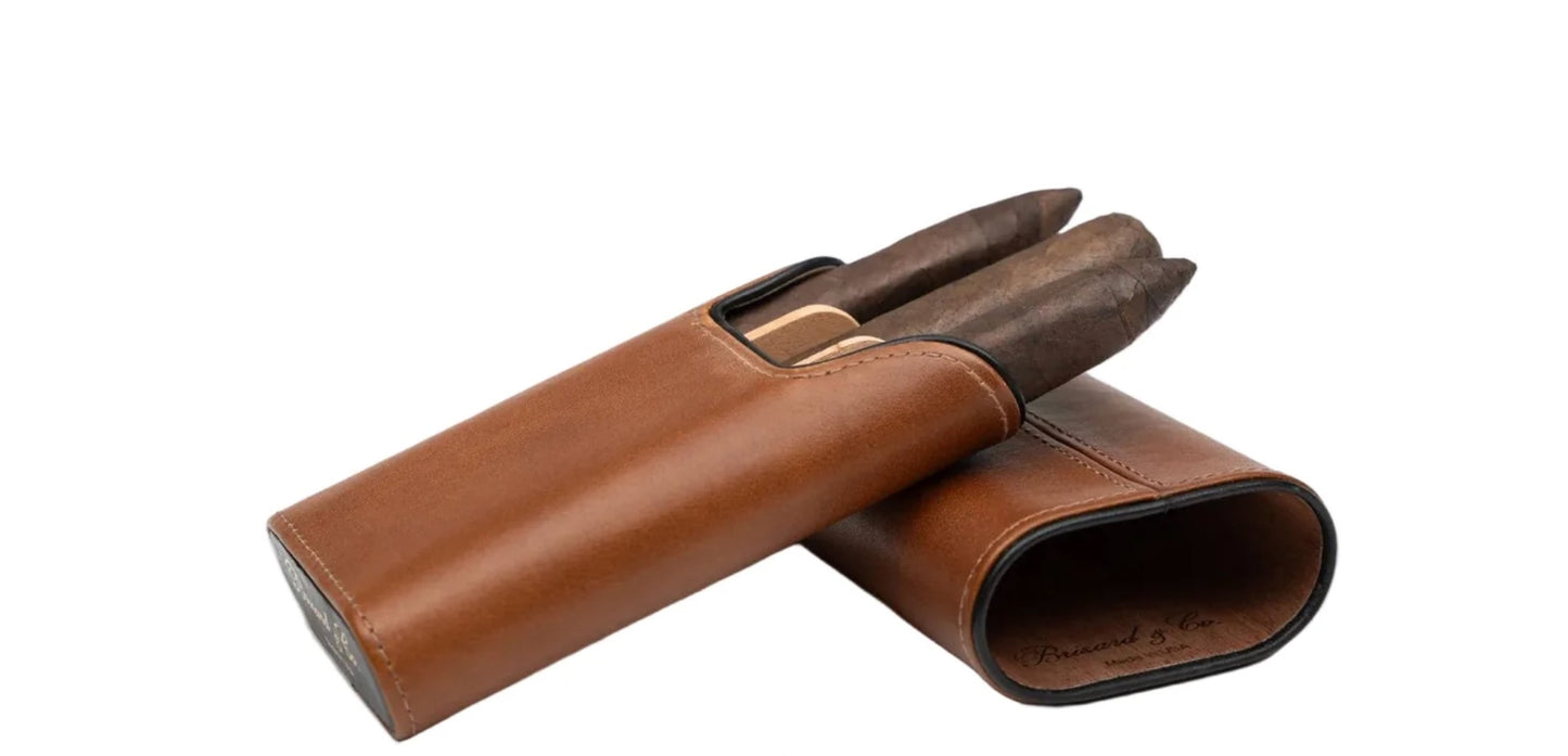 The "Show Band" 3 Cigar Case - Whisky and Black Leather